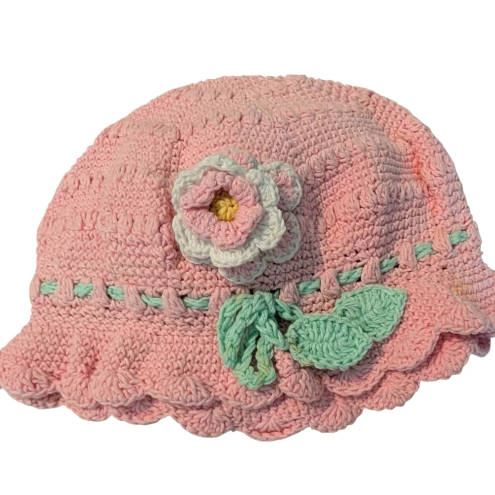 San Diego Hat DayLee Design Hand Crotchet Infant Girls Floral Hat